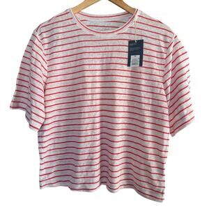 Universal Thread Red & White Stripe Linen Blend Tee Size M NWT